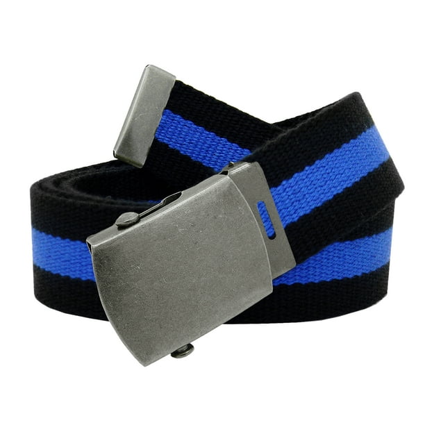 Boys School Uniform Antique Silver Slider Military Belt Buckle with Canvas Web Belt